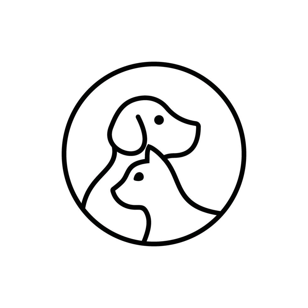 Dog and cat line art monogram designs vector