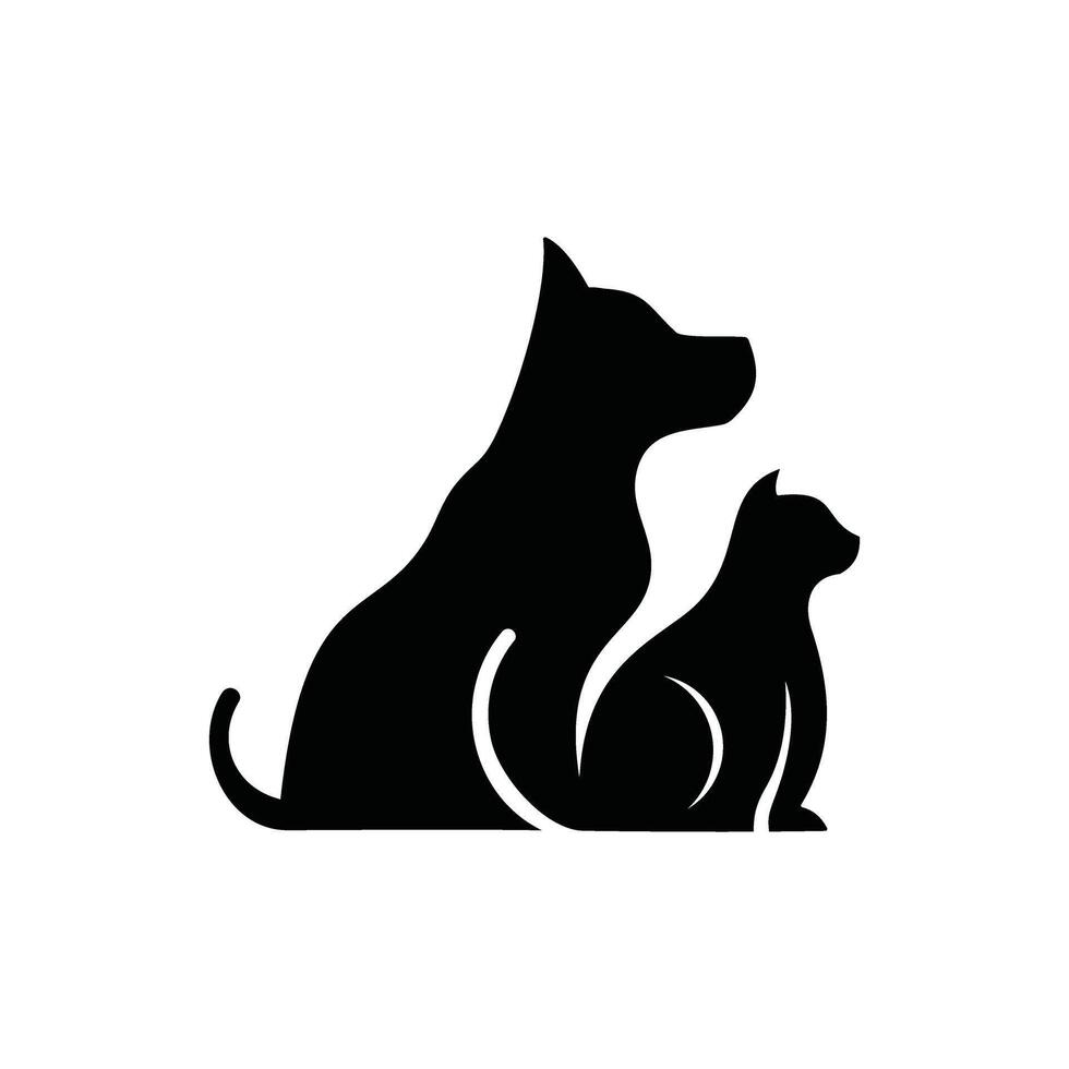 Illustrations of pet , Cat and dog sitting logo designs vector