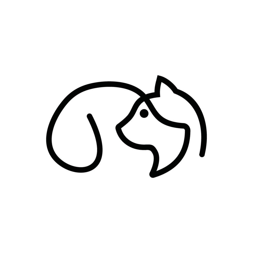 line art logo face of dog and cat abstract designs vector