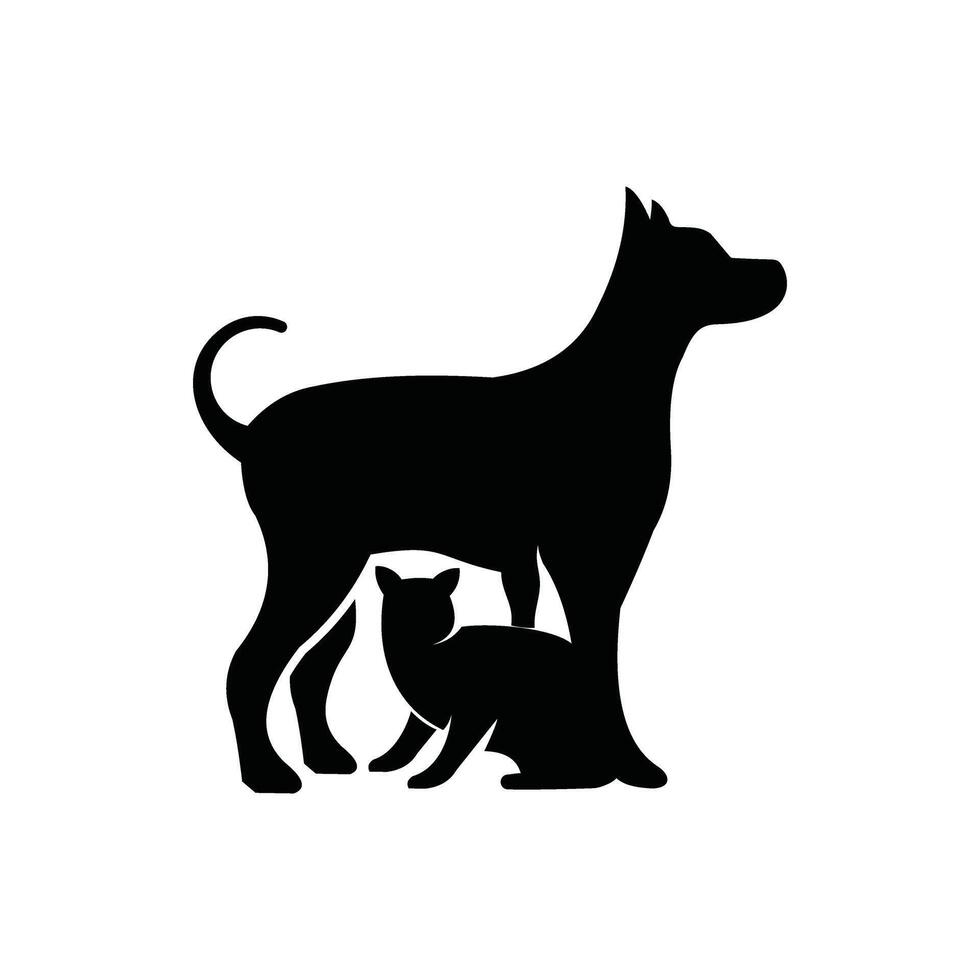 black dog and black cat logo pet designs vector