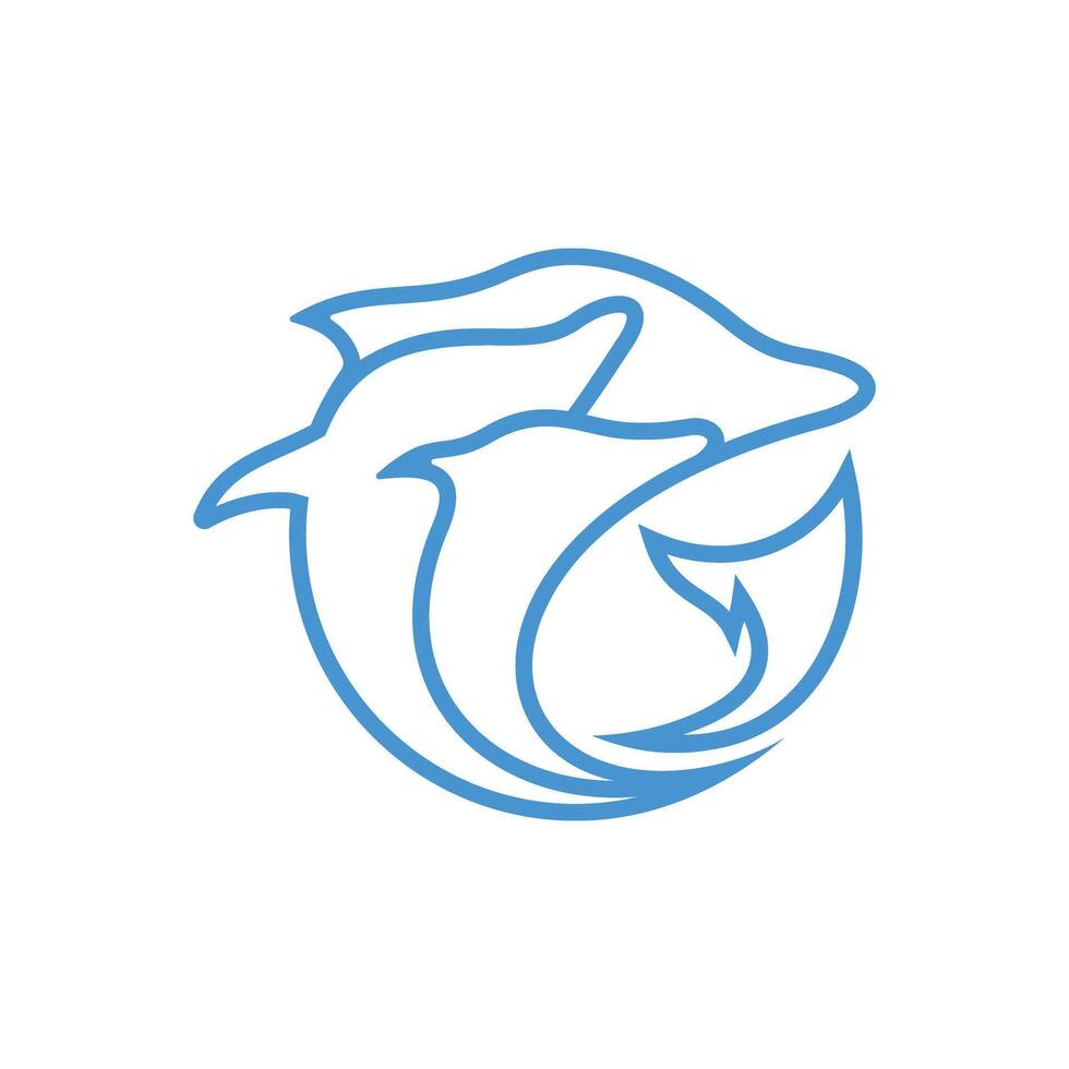 Illustrations of dolphins line art logo. Three dolphins line art logo vector