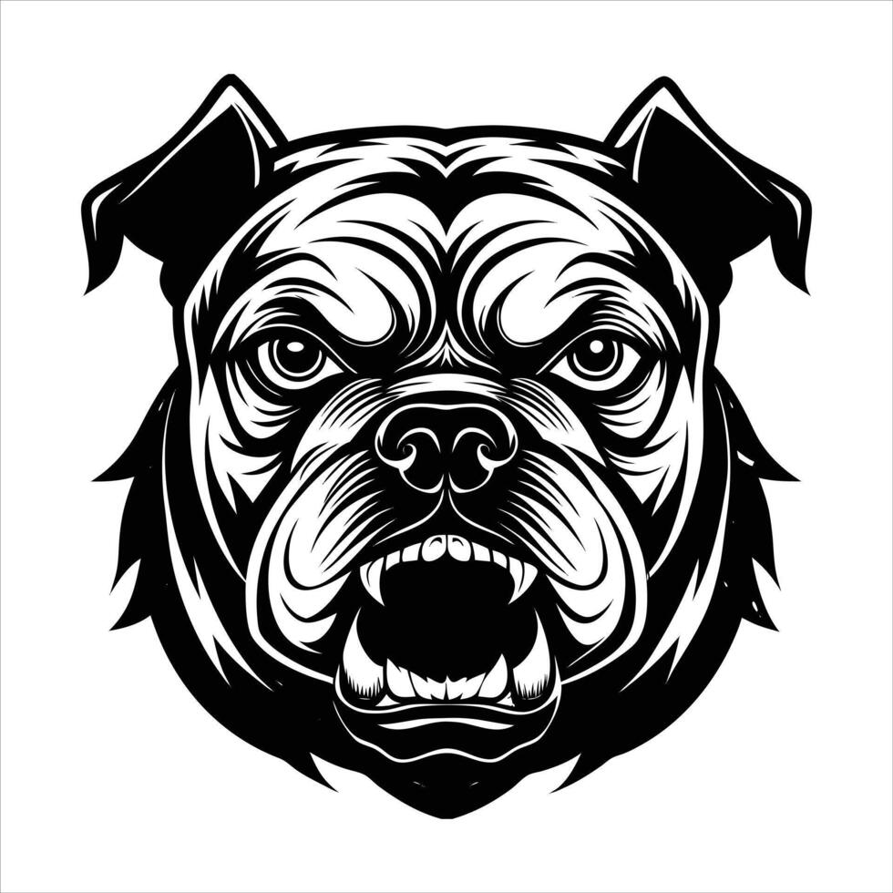 Angry dog head bulldog vector
