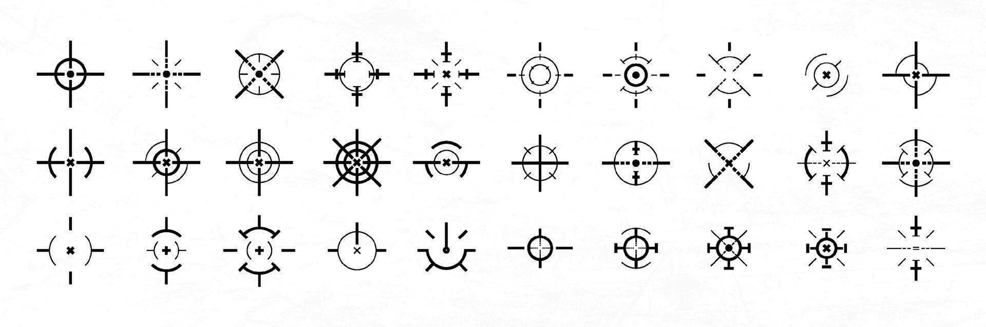 a set of different crossair symbols on a white background vector