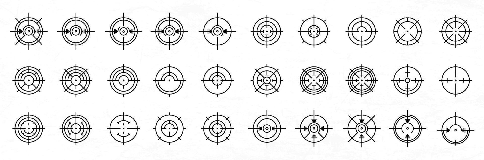 a drawing target crossair of different types of circles vector