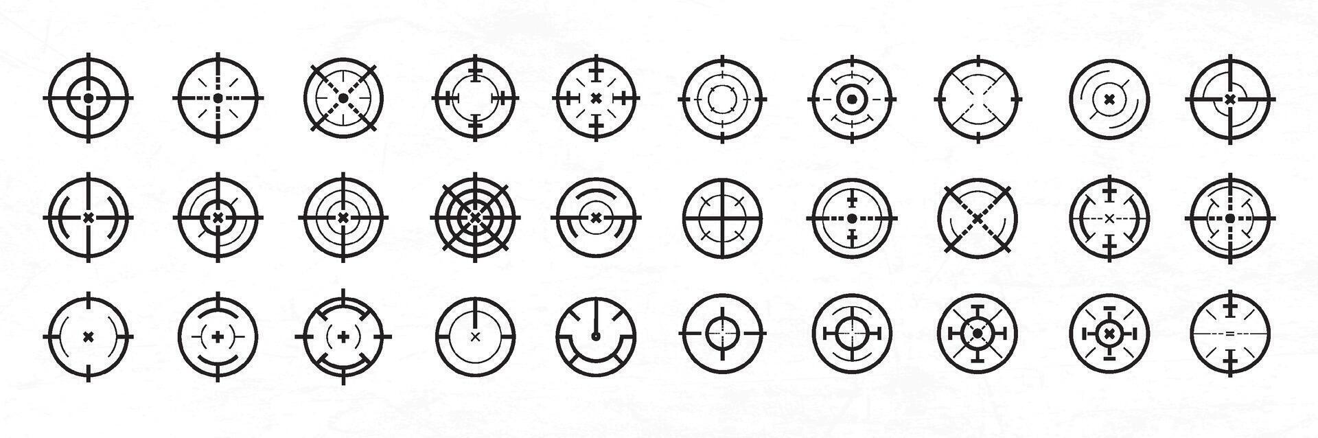 a set crossair of circles with different shapes and sizes vector