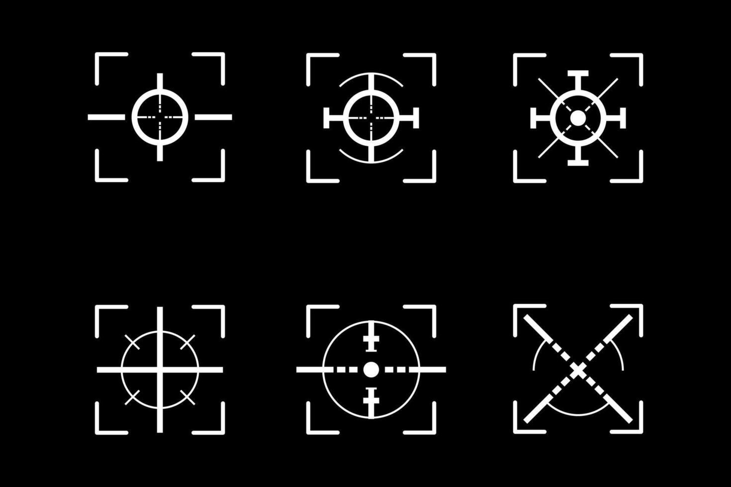 a set of four different crosshairs on a black background vector