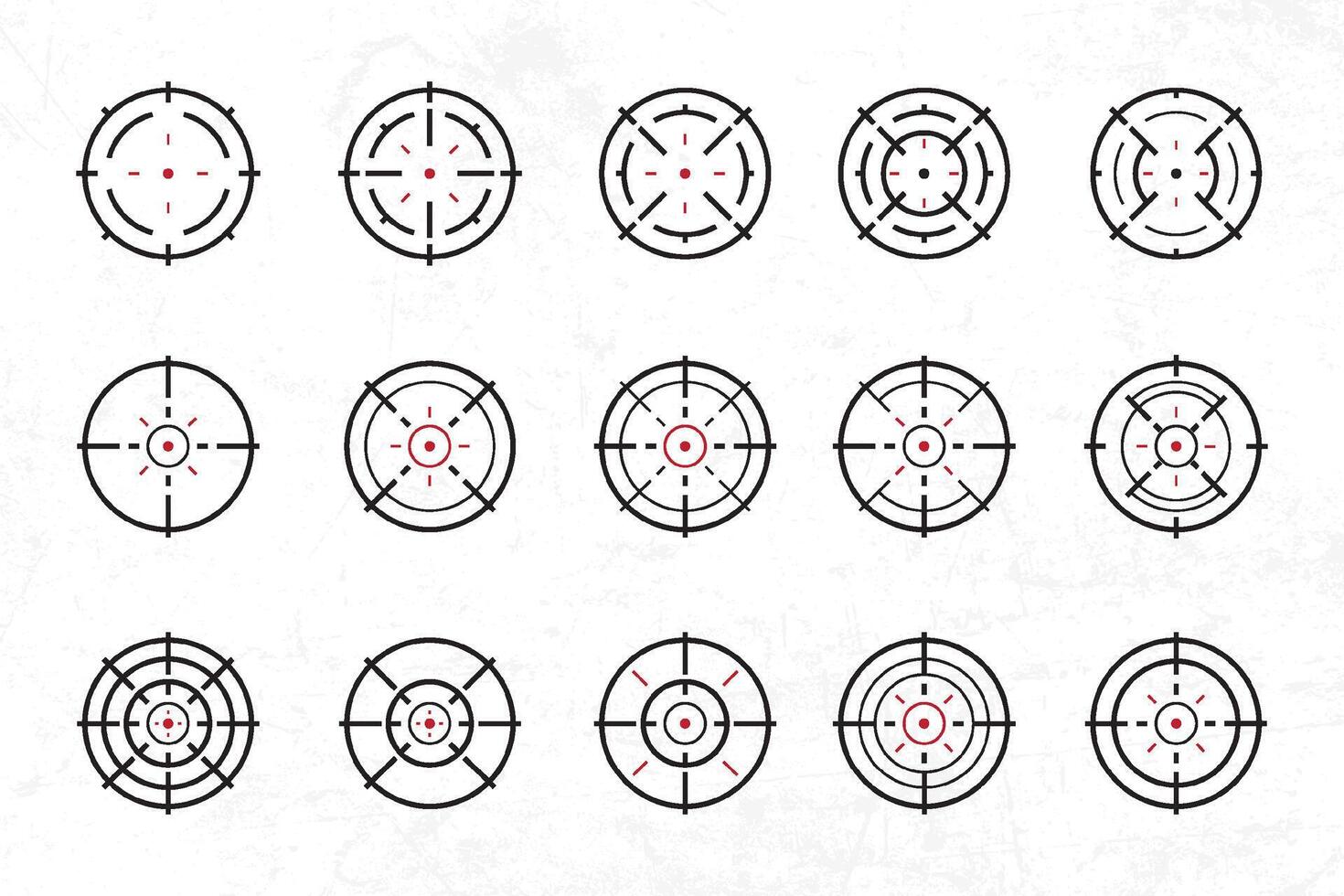a set of different crosshairs on a white background vector