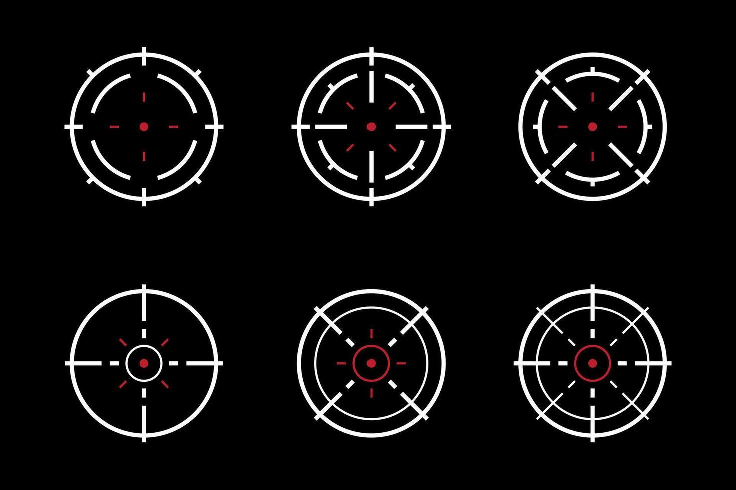 a set of crosshairs red on a black background vector