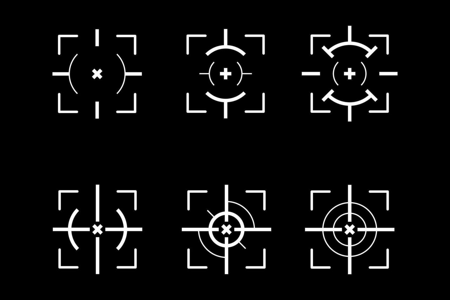 a set of four crosshairs on a black background vector