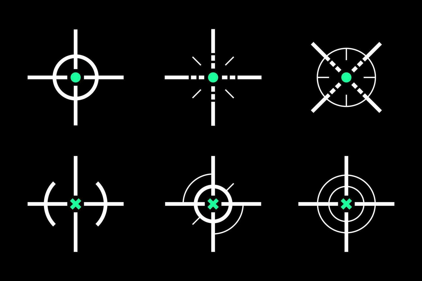 a set of crosshairs on a black background vector