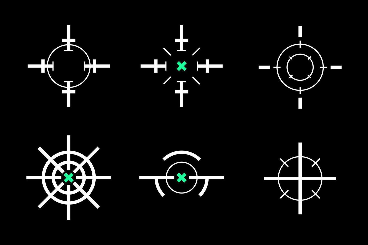a set of crosshairs and crosshairs on a black background vector