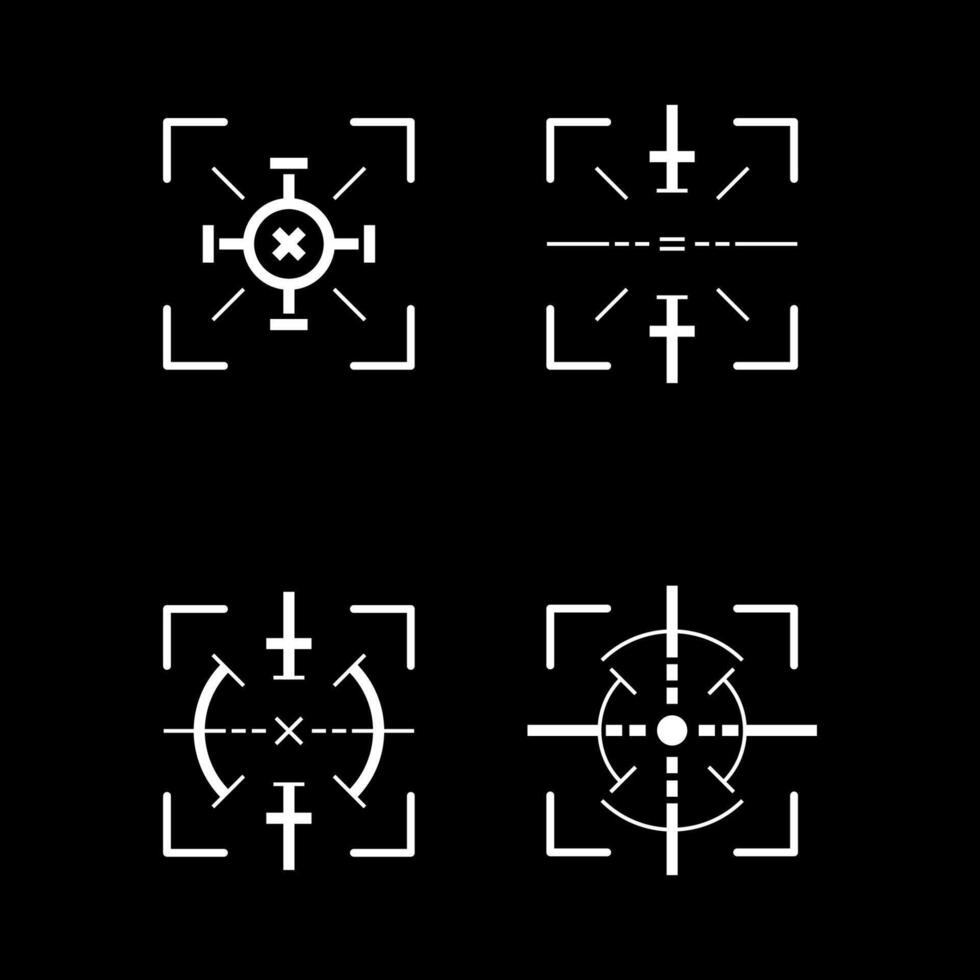 four types of crosshairs on a black background vector