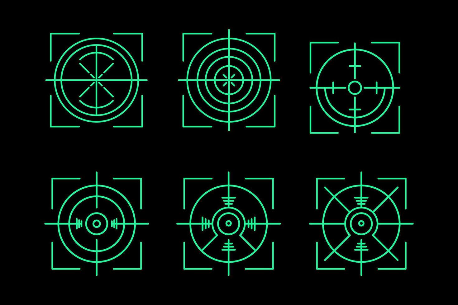a set of green icons vector