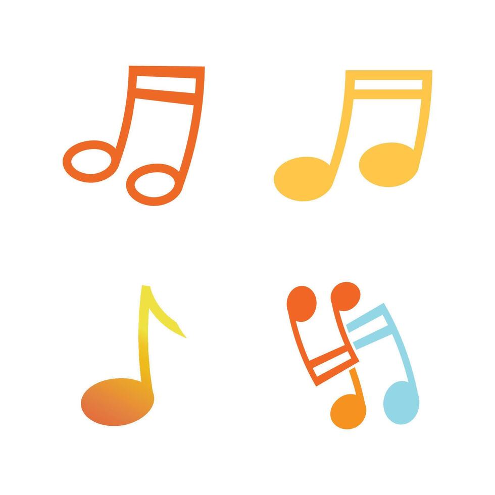 Set colorful musical notes on a white background vector