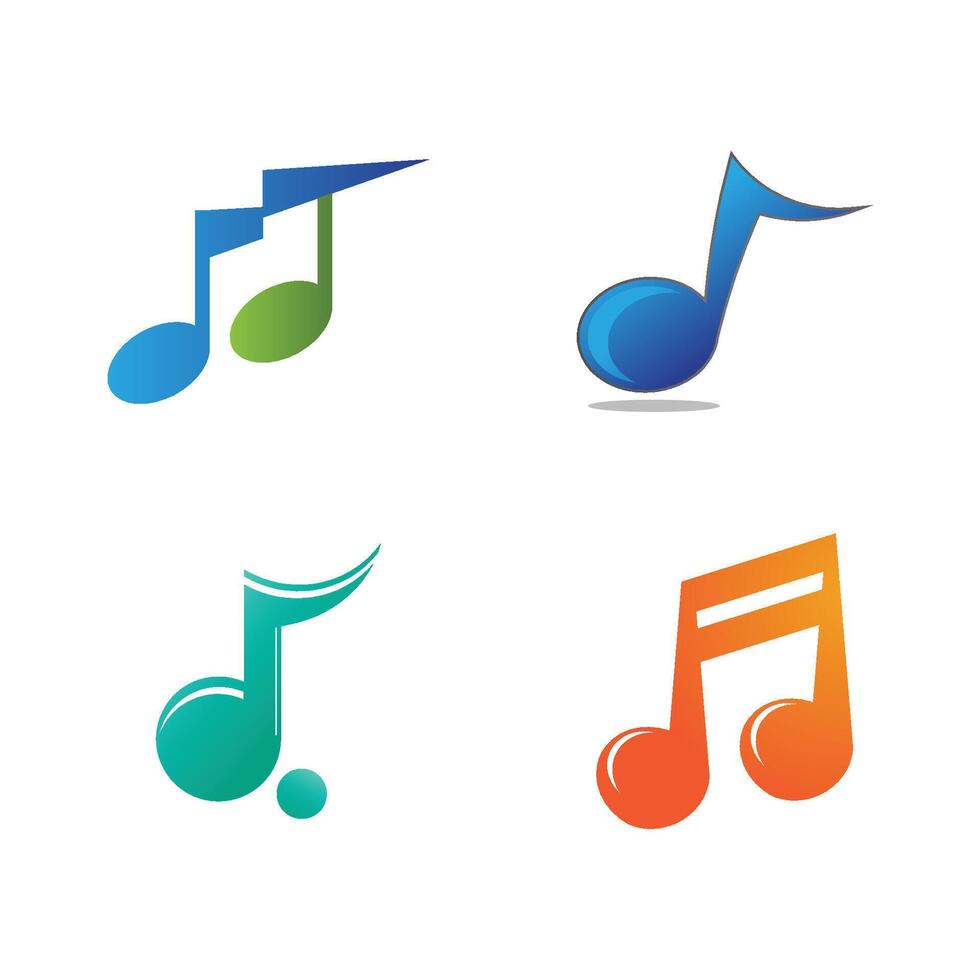 Set colorful musical notes vector