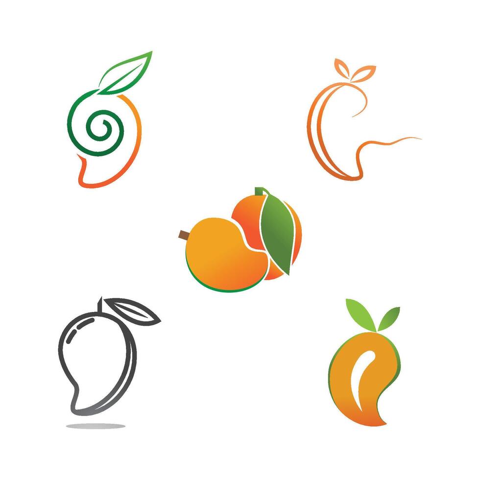 Set Mango fruit logos vector