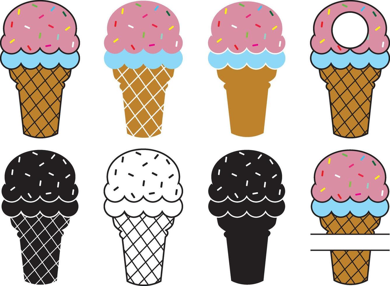 Ice Cream, Ice Cream monogram, Summer, Ice Cream Cone vector