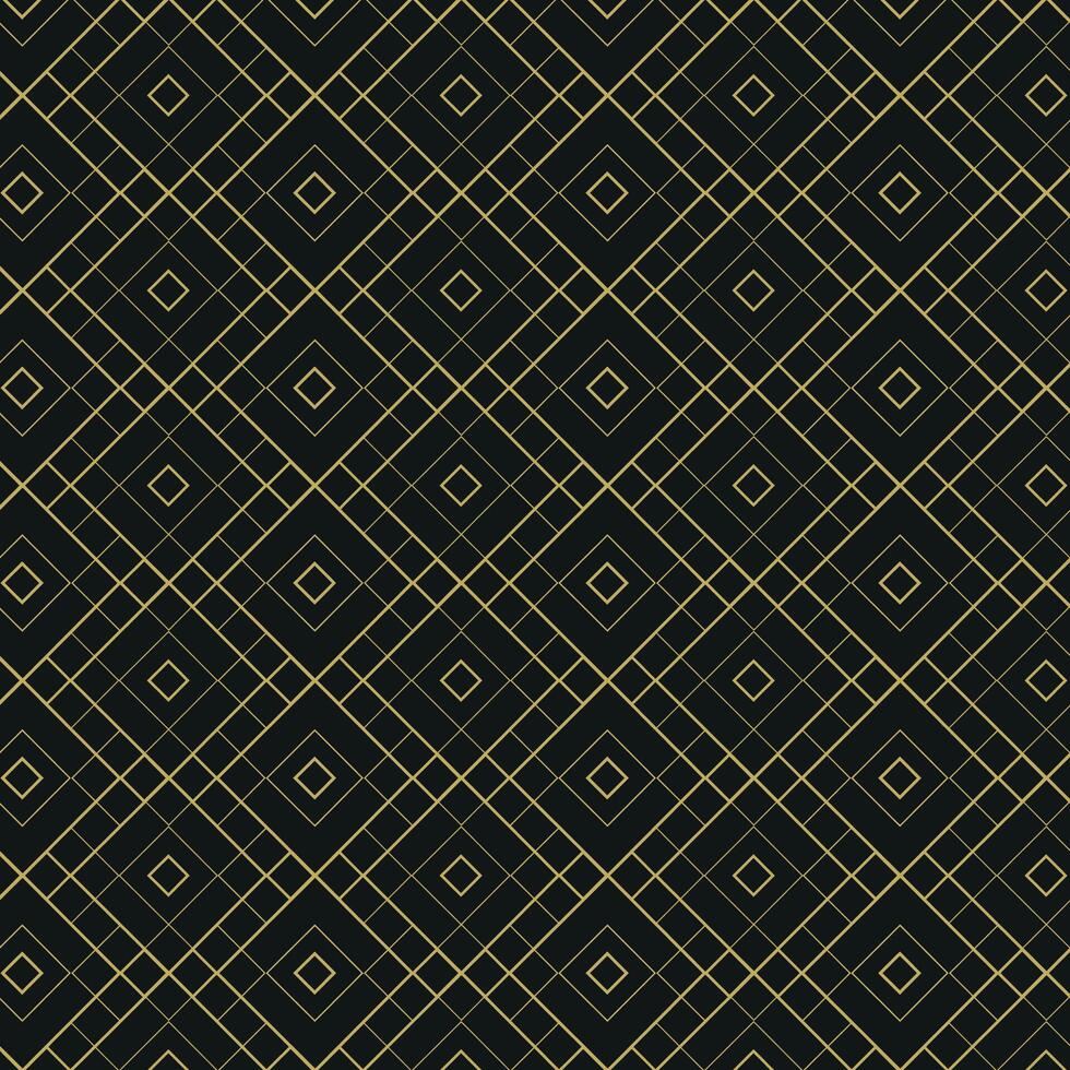 inimalist Art Deco Geometric Pattern with Gold Diamond Lines on Black Background. Elegant Luxury Design vector