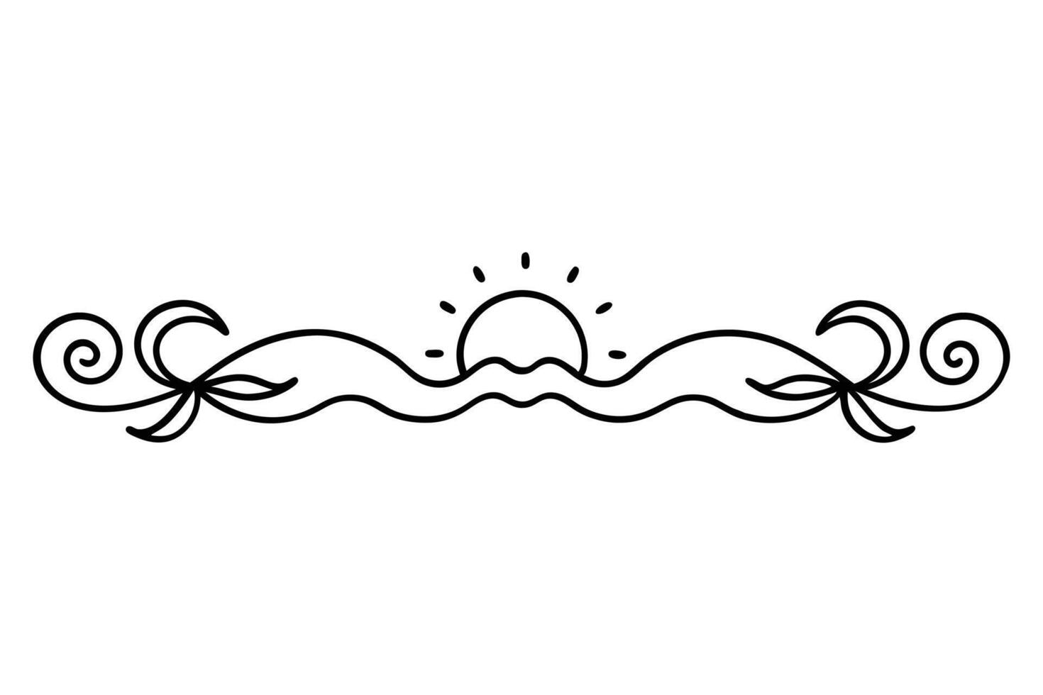 A black and white drawing summer flourish swirls vector