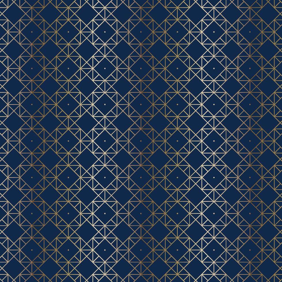 Art Deco Geometric Seamless Pattern with Gold Lines on Navy Blue Background. Luxury Modern Design. Islamic pattern vector