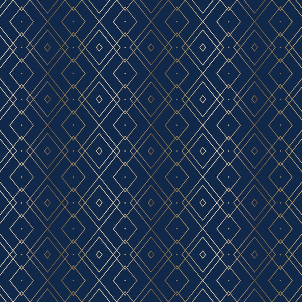 Art Deco Geometric Seamless Pattern with Gold Lines on Navy Blue Background. Luxury Modern Design. Islamic pattern. art vector