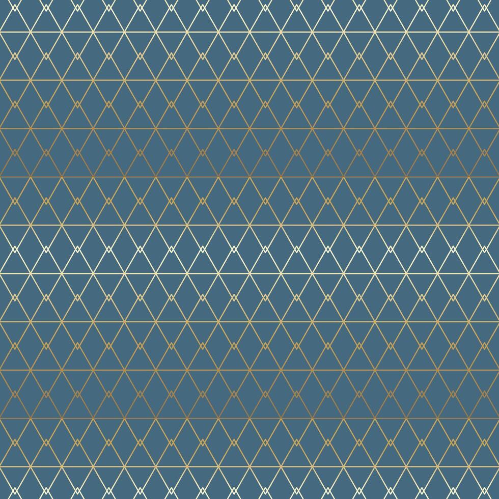 Elegant Crisscross Triangular Geometric Pattern with Gold Lines on Blue. Minimal Luxury Background vector