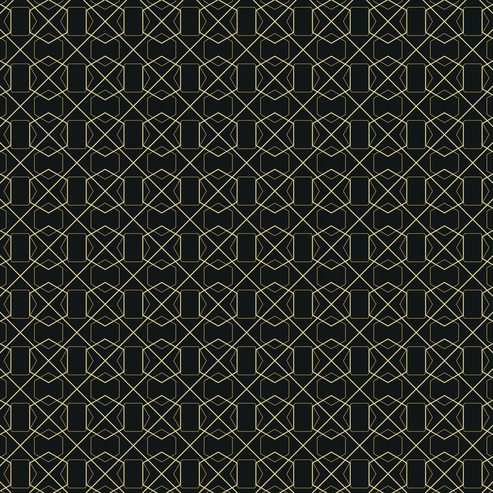 Luxury Seamless Geometric Hexagon Pattern in Gold Lines on Black Background. Elegant Abstract Design . Honeycomb design vector
