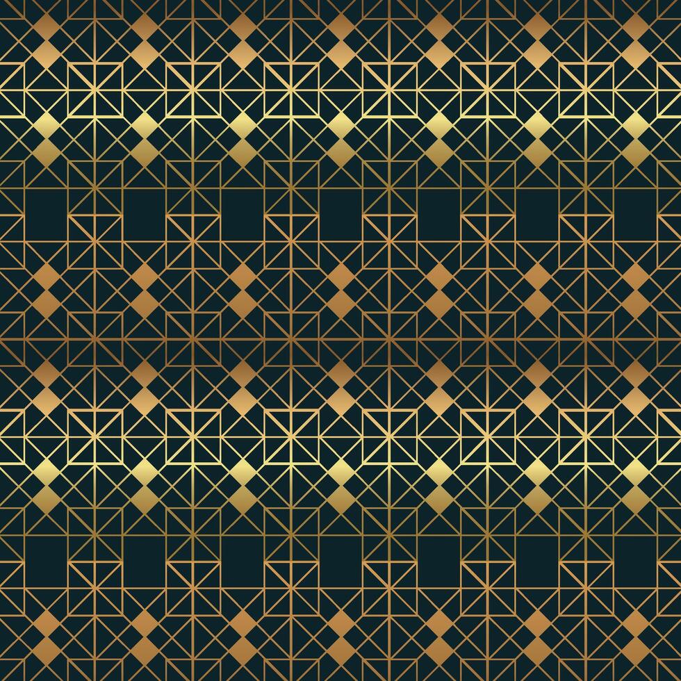 Elegant Gold Geometric Pattern. Luxurious Seamless Golden Square and Triangle Geometric Pattern on Dark Background for Elegant Designs vector