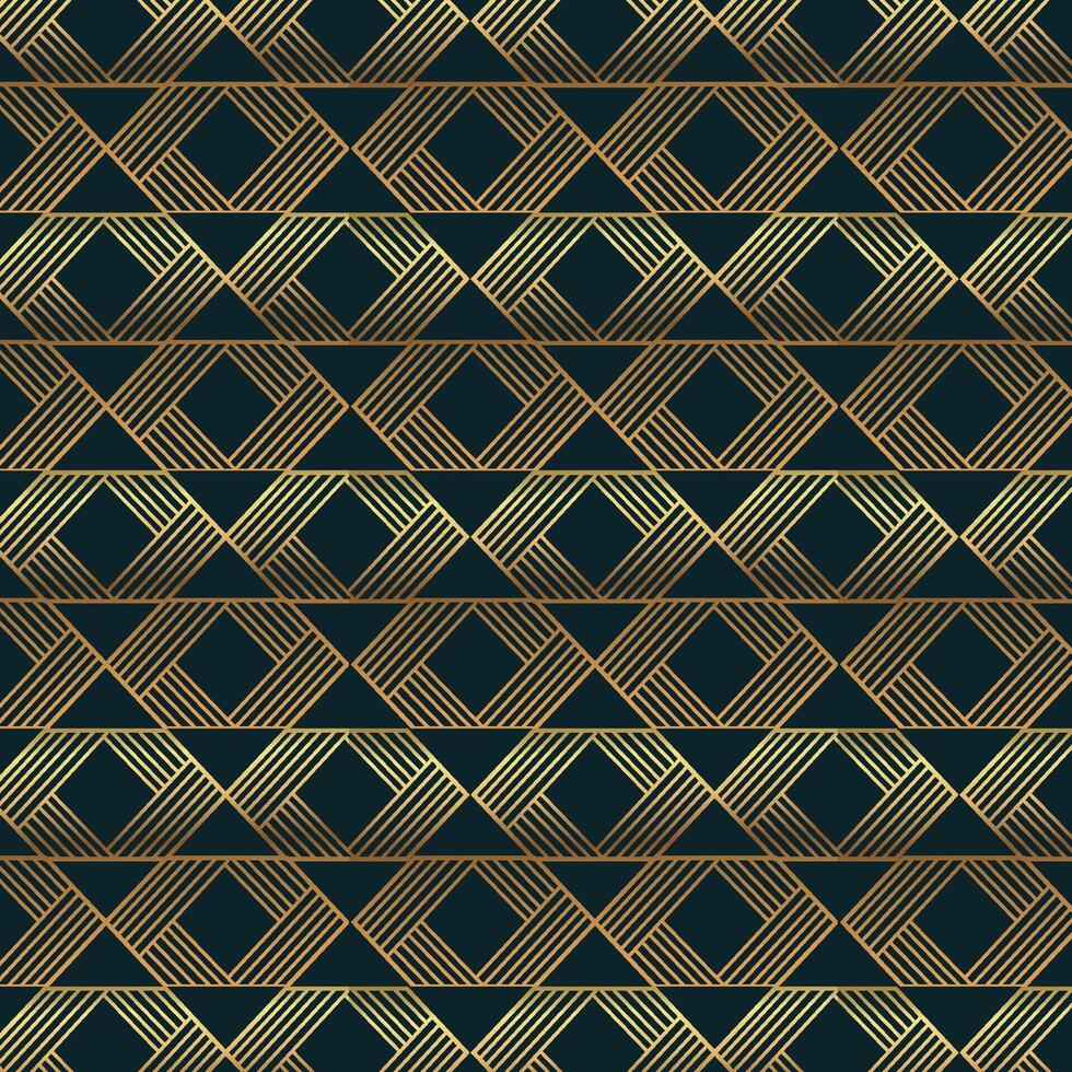 Luxury Seamless Geometric Pattern with Elegant Golden Lines on Dark Background Art Deco Inspired Abstract Design for Premium Wallpapers, Fabric, and Branding vector