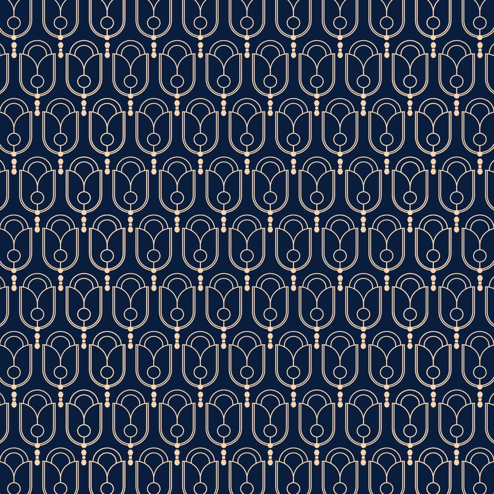 Elegant Art Deco Geometric Pattern in Gold and Navy Blue. Unique vector