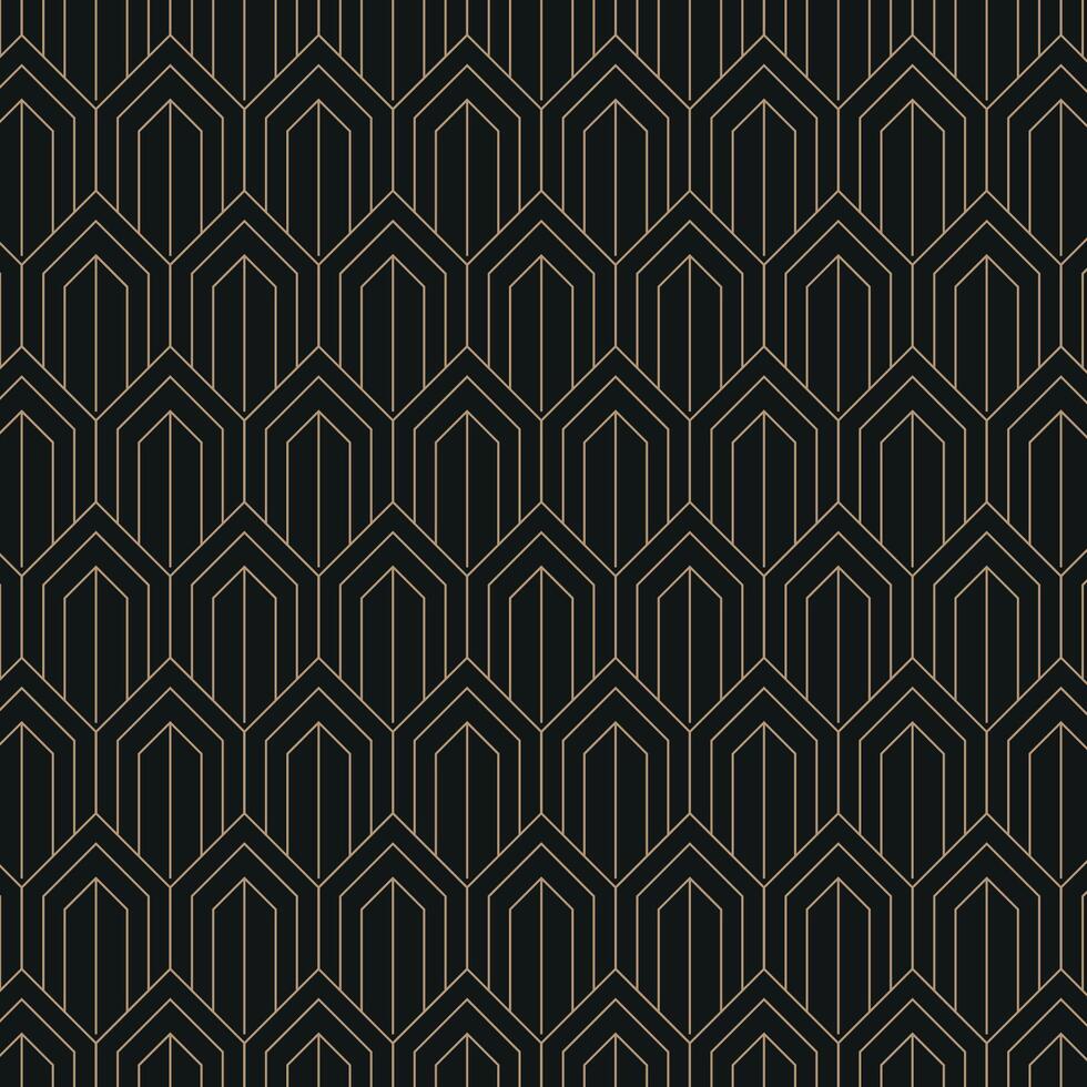 Elegant Art Deco Geometric Pattern. Elegant gold geometric pattern on black background. Geometric golden luxury pattern assemble. Line patten vector