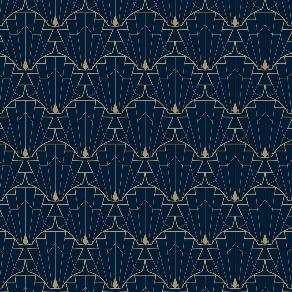 Elegant Art Deco Geometric Pattern in Gold and Navy Blue vector