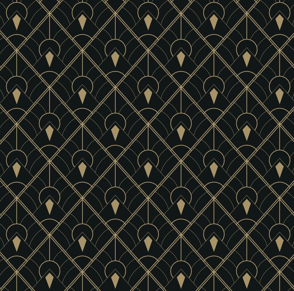 Elegant Art Deco Geometric Pattern. Elegant gold geometric pattern on black background. Geometric golden luxury pattern assemble. decorative vector