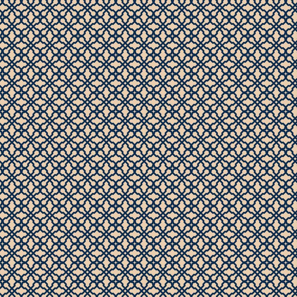 Luxury Geometric Seamless Pattern with Gold Lines on Dark Blue Background. Elegant Islamic or Art Deco Style Design. Beige background vector