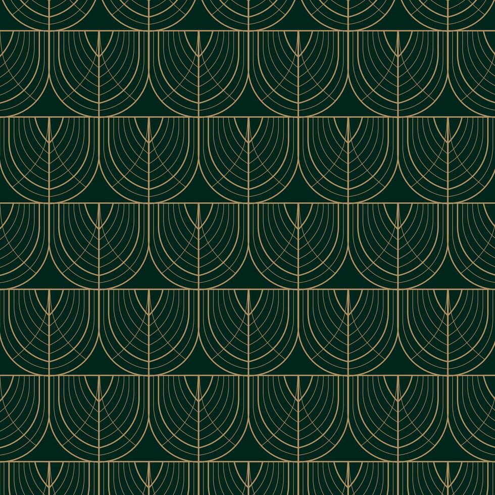 Elegant Art Deco Geometric Pattern in Gold and green vector