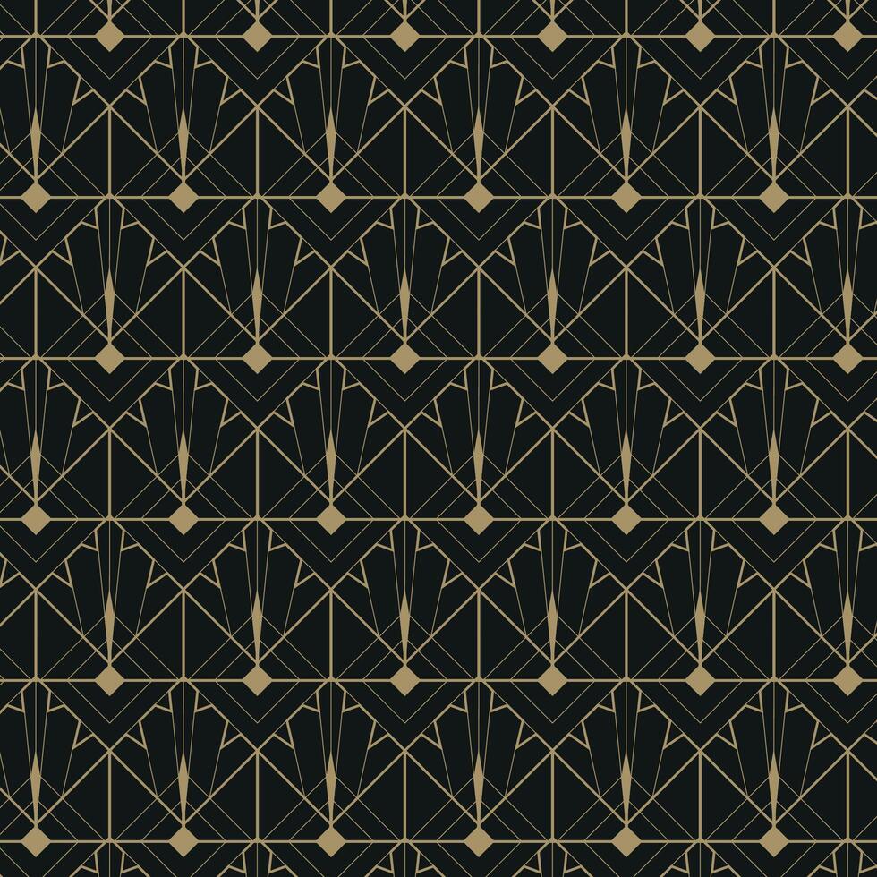 Elegant Art Deco Geometric Pattern. Elegant gold geometric pattern on black background. Geometric golden luxury pattern assemble. Trendy vector