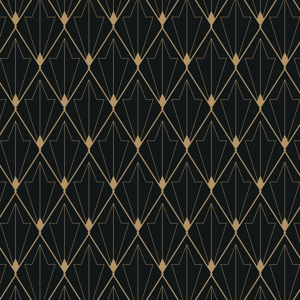 Elegant Art Deco Geometric Pattern. Elegant gold geometric pattern on black background. Geometric golden luxury pattern assemble. decoration vector