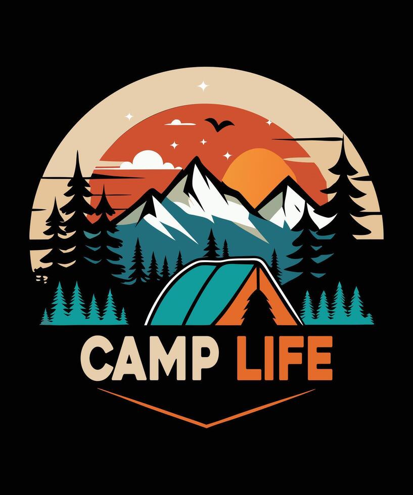 camp life tshirt design vector