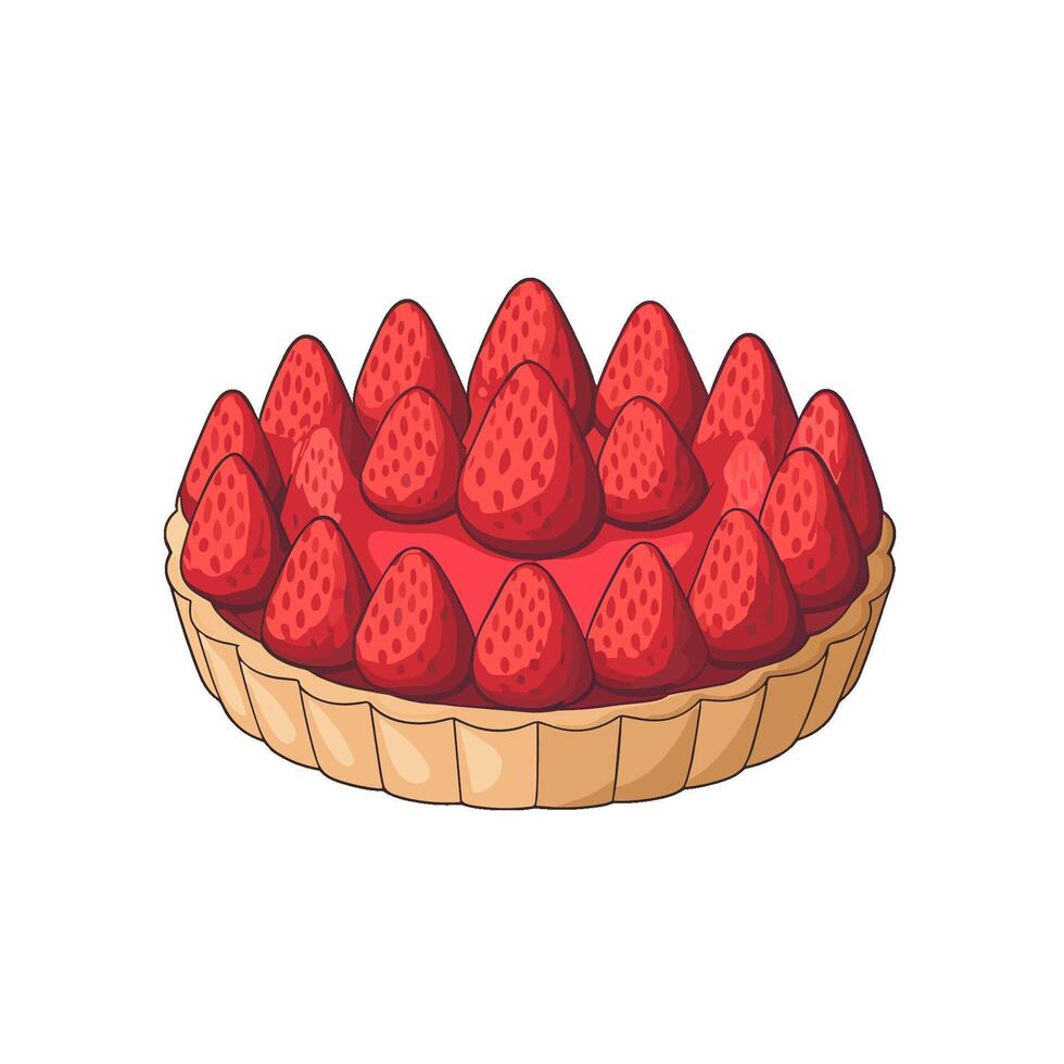 Delicious strawberry tart with a flaky crust and vibrant red fruit on top vector