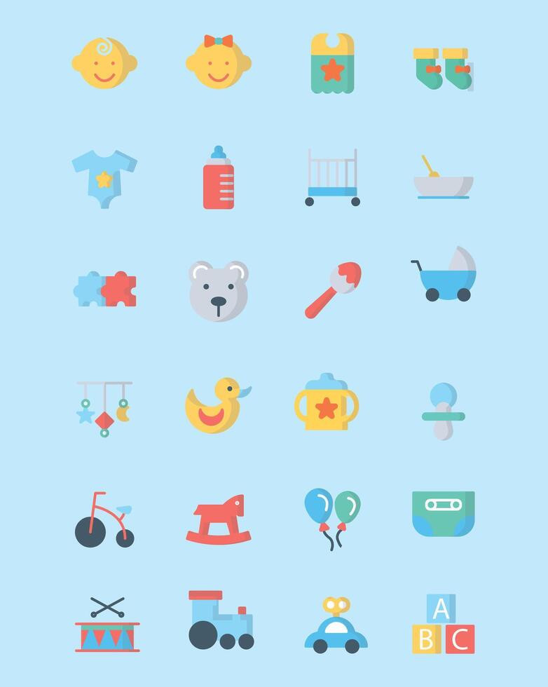 Icon set Baby blue vector