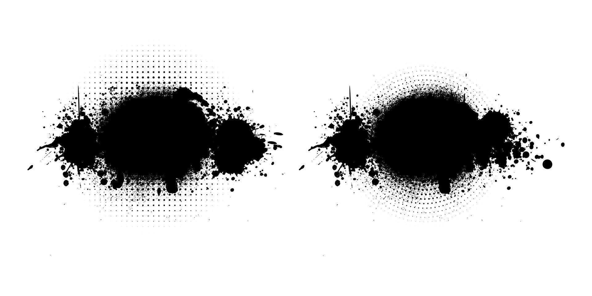 two grunge black and white splatters on a white background vector