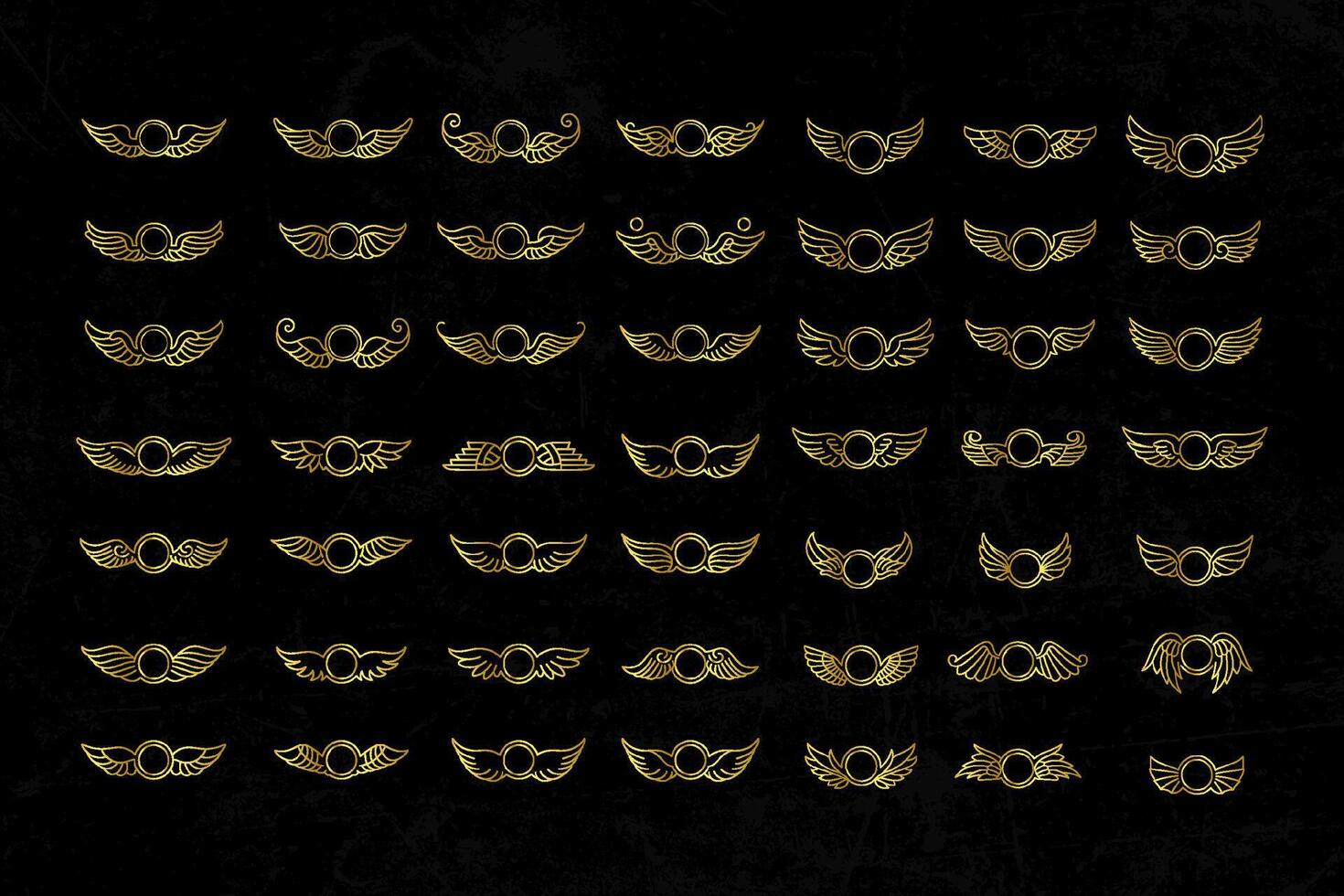 golden wings icon set vector