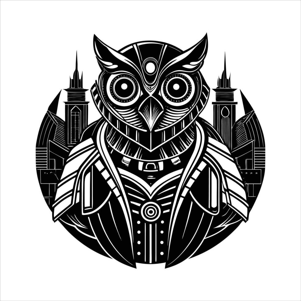 Owl With Cyber Enhancements vector