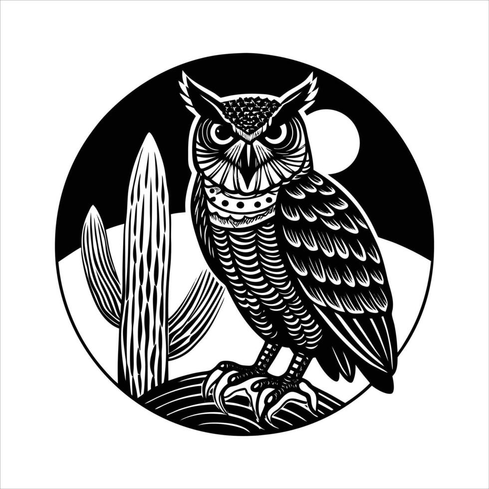 Desert Great Horned Owl vector