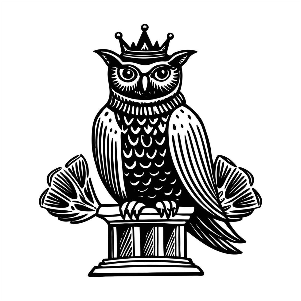 An owl wearing a crown sitting vector