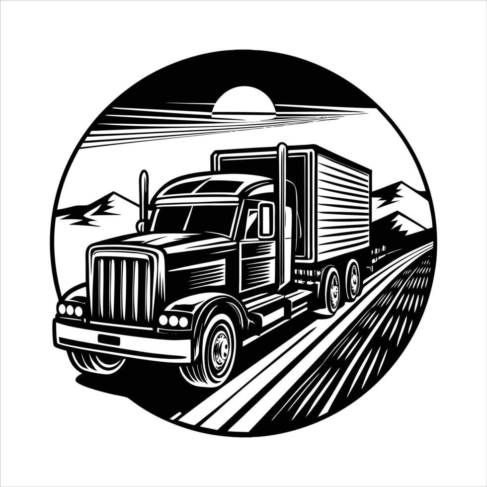 hyper realistic semi truck hauling vector