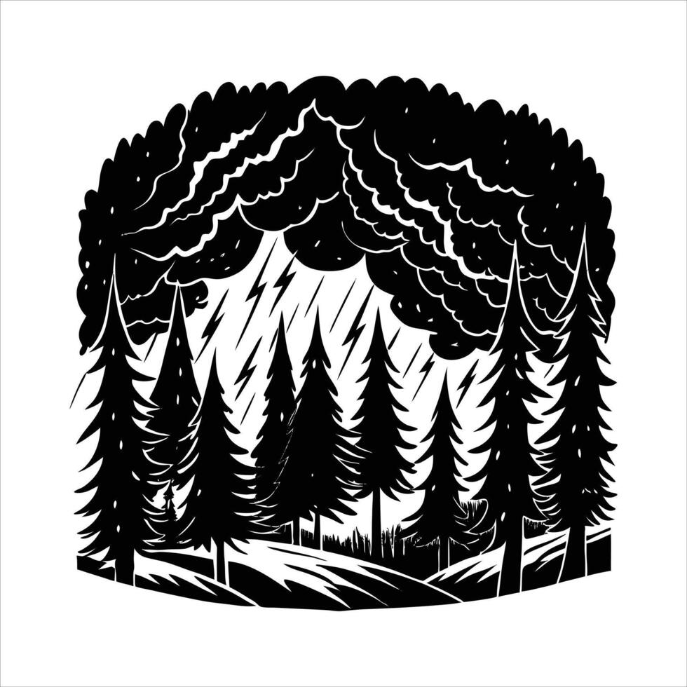 Lightning Storm Forest Stock vector