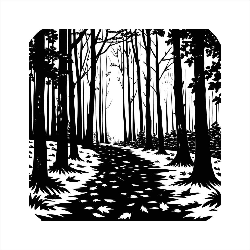 an autumn forest with a foggy morning vector
