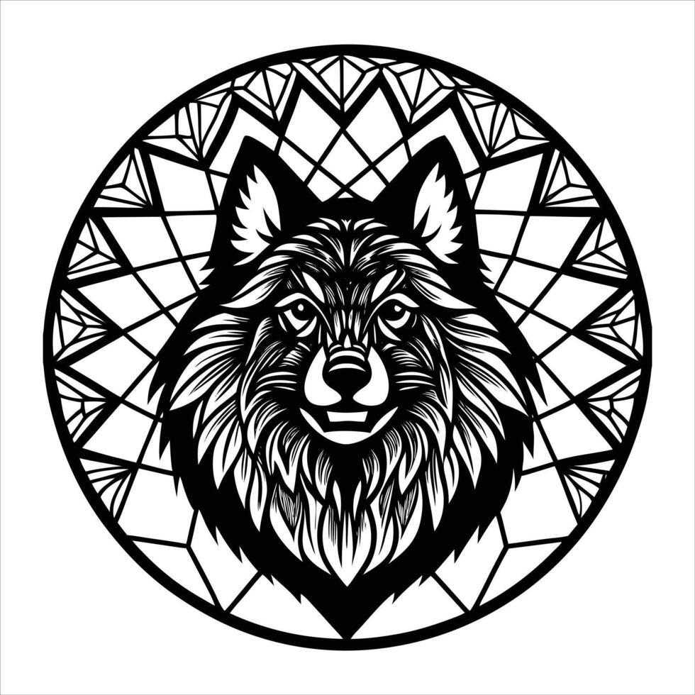 Keeshond Stained Glass vector