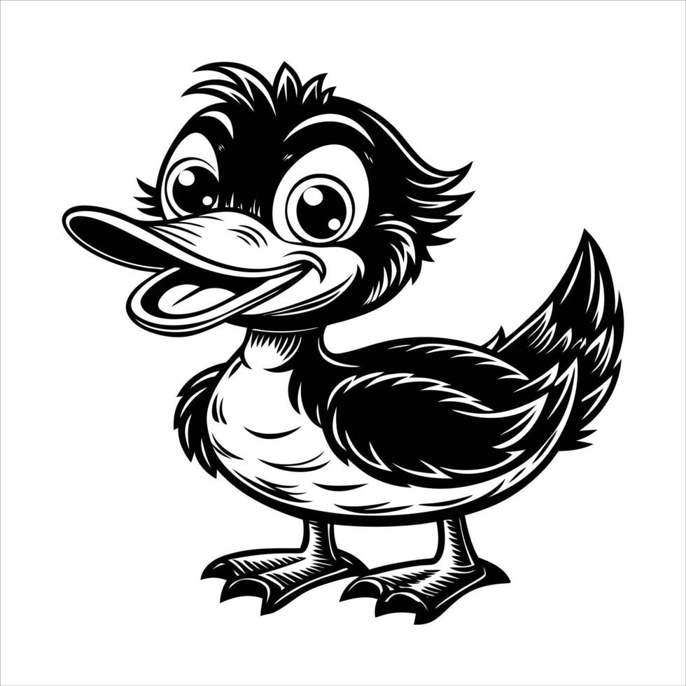 Cartoon duck with big eyes vector